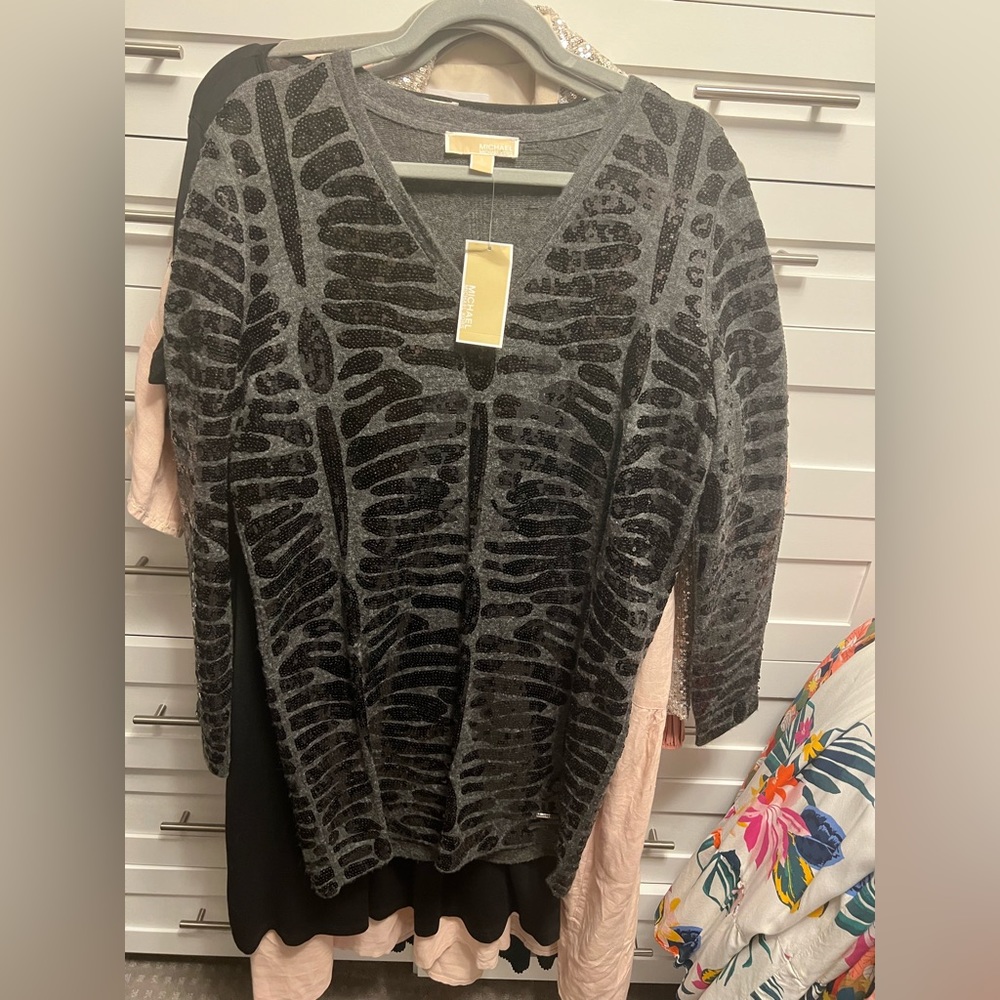 Michael Kors Sequin along-Sleeved Dress